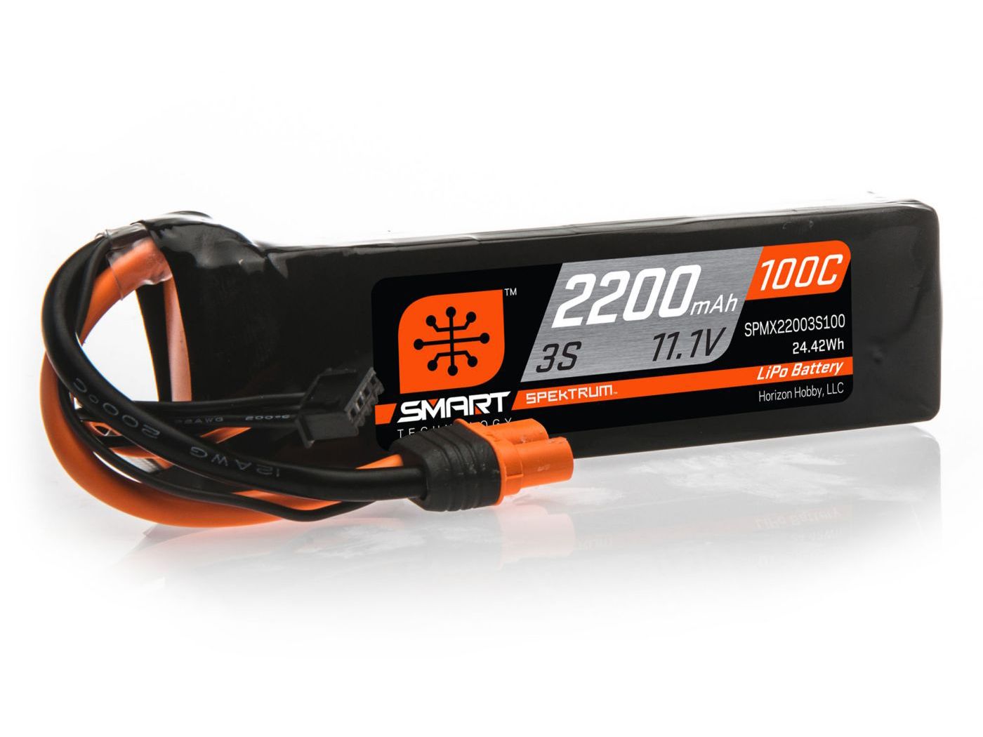 Spektrum 2200mAh 3S 11.1V 100C Smart LiPo Battery; IC3 (O-SPMX22003S100)