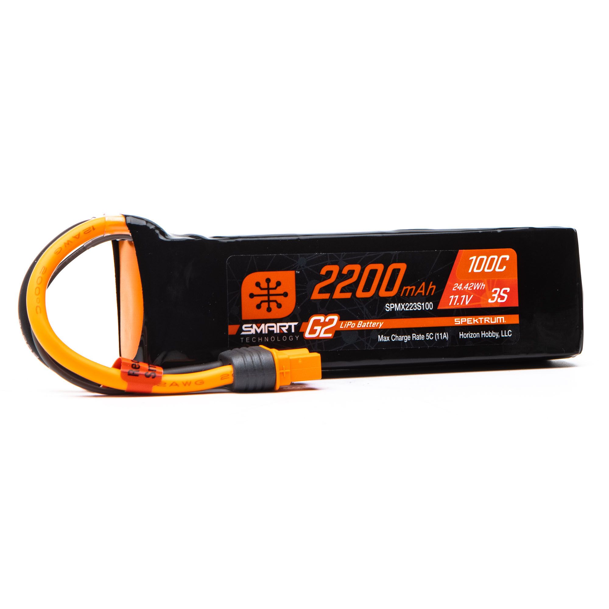 Spektrum 11.1V 2200mAh 3S 100C Smart G2 LiPo Battery: IC3 (O-SPMX223S100)