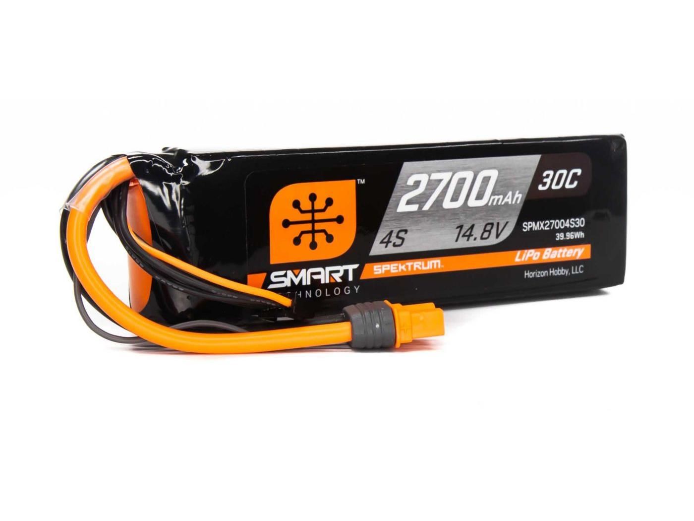 Spektrum 2700mAh 4S 14.8V Smart LiPo Battery 30C; IC3 (O-SPMX27004S30)