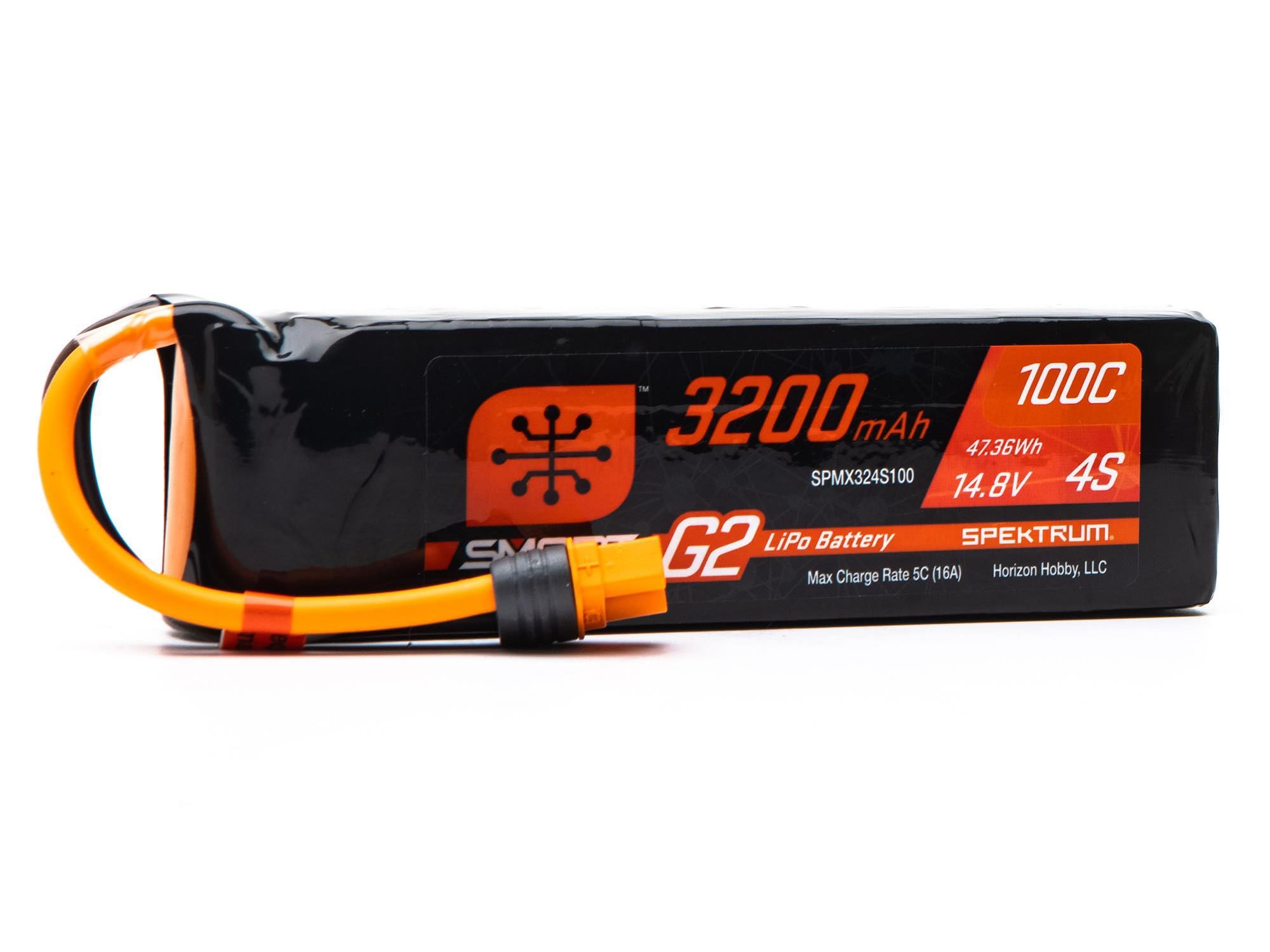 Spektrum 14.8V 3200mAh 4S 100C Smart G2 LiPo Battery: IC3 (O-SPMX324S100)