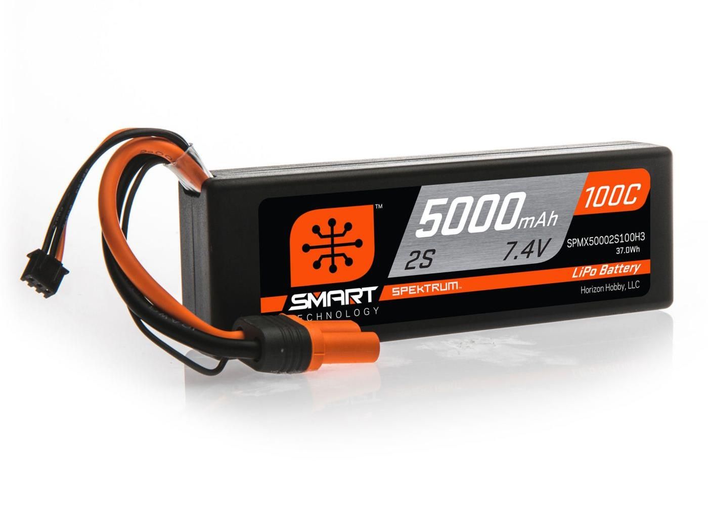 Spektrum 5000mAh 2S 7.4V 100C Smart LiPo Hardcase; IC3 (O-SPMX50002S100H3)