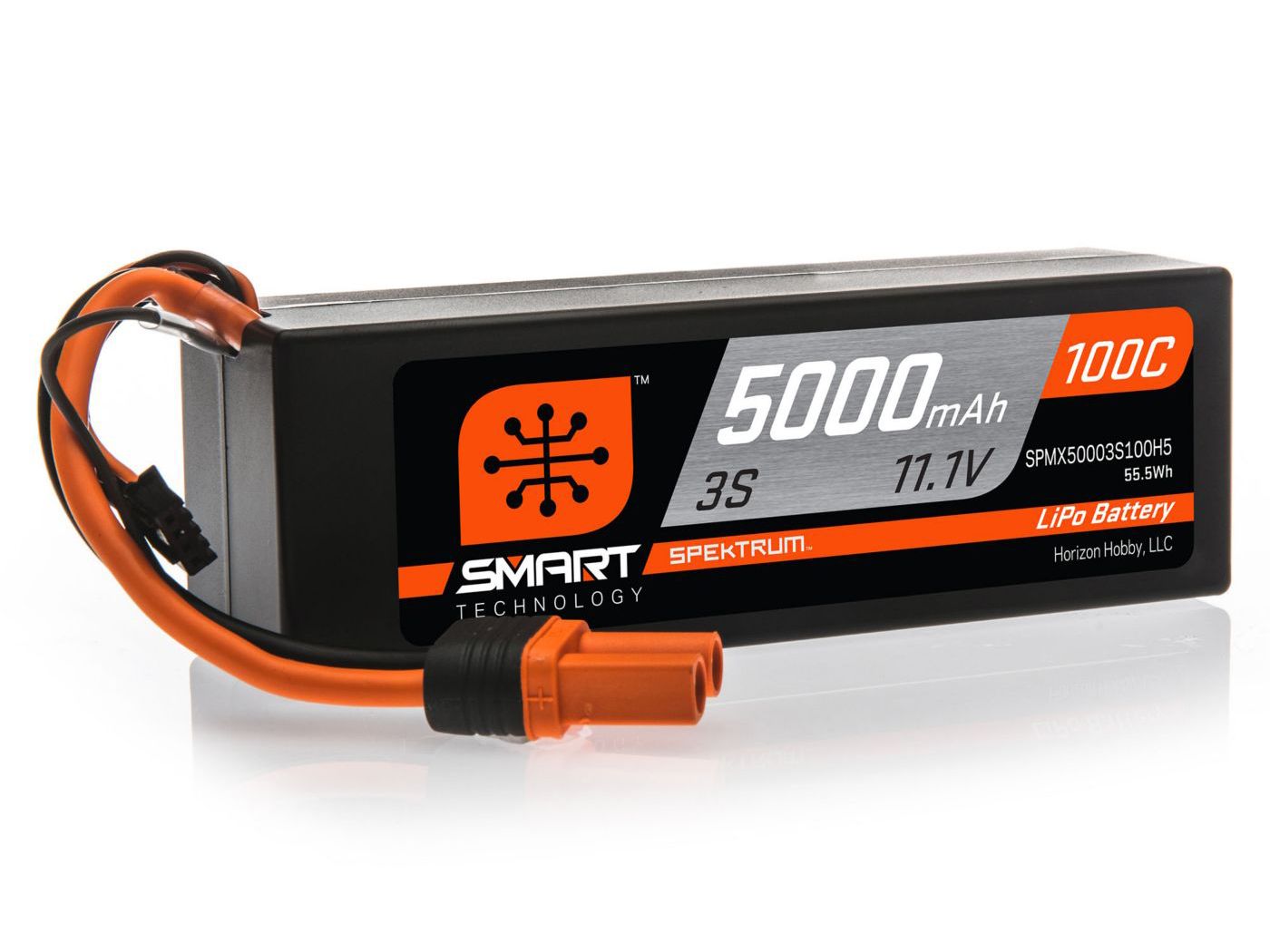 Spektrum 5000mAh 3S 11.1V 100C Smart LiPo Hardcase; IC5 (O-SPMX50003S100H5)
