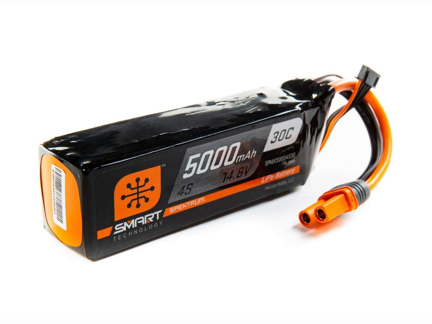 Spektrum 5000mAh 4S 14.8V Smart LiPo 30C; IC5 (O-SPMX50004S30)