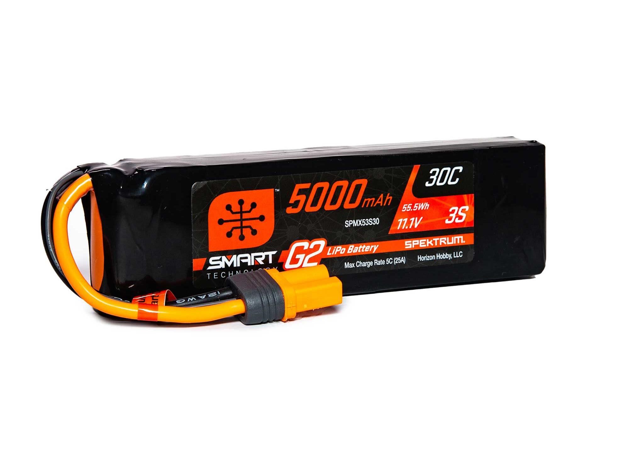 Spektrum 11.1V 5000mAh 3S 30C Smart LiPo G2: IC5 (O-SPMX53S30)