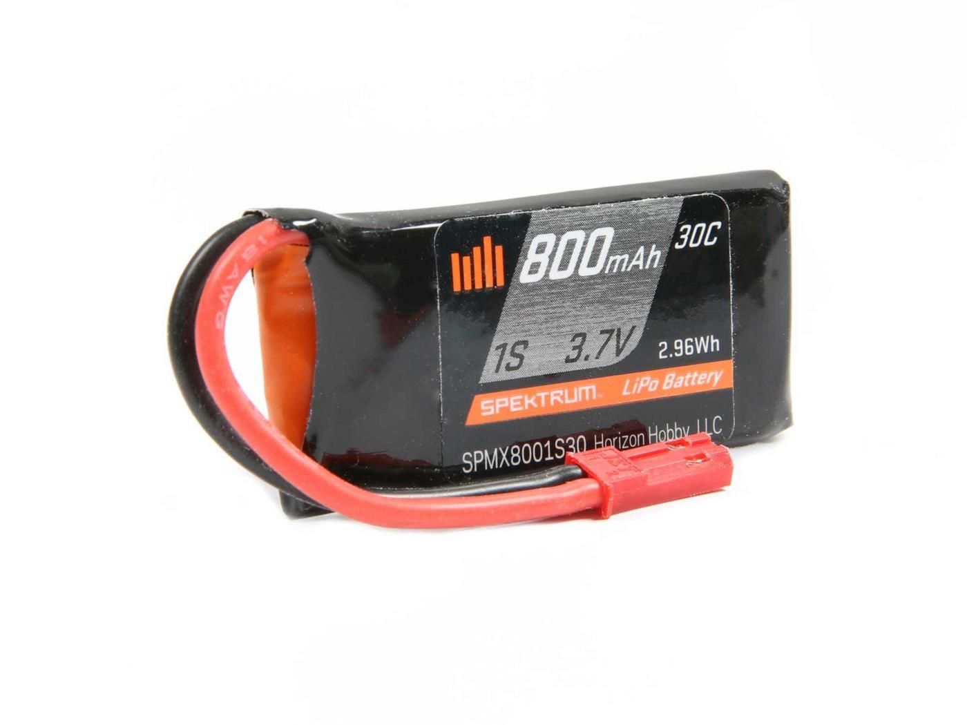 Spektrum 800mAh 1S 3.7V 30C LiPo Battery; JST (O-SPMX8001S30)