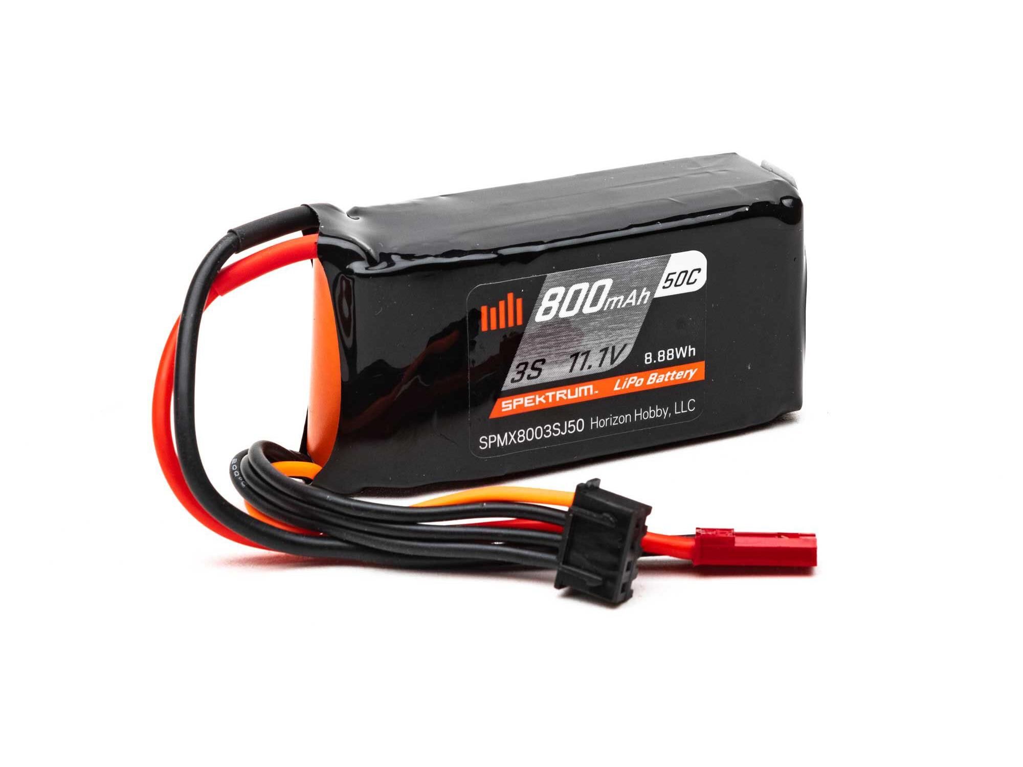 Spektrum 800mAh 3S 11.1V 50C LiPo, 18AWG JST (O-SPMX8003SJ50)