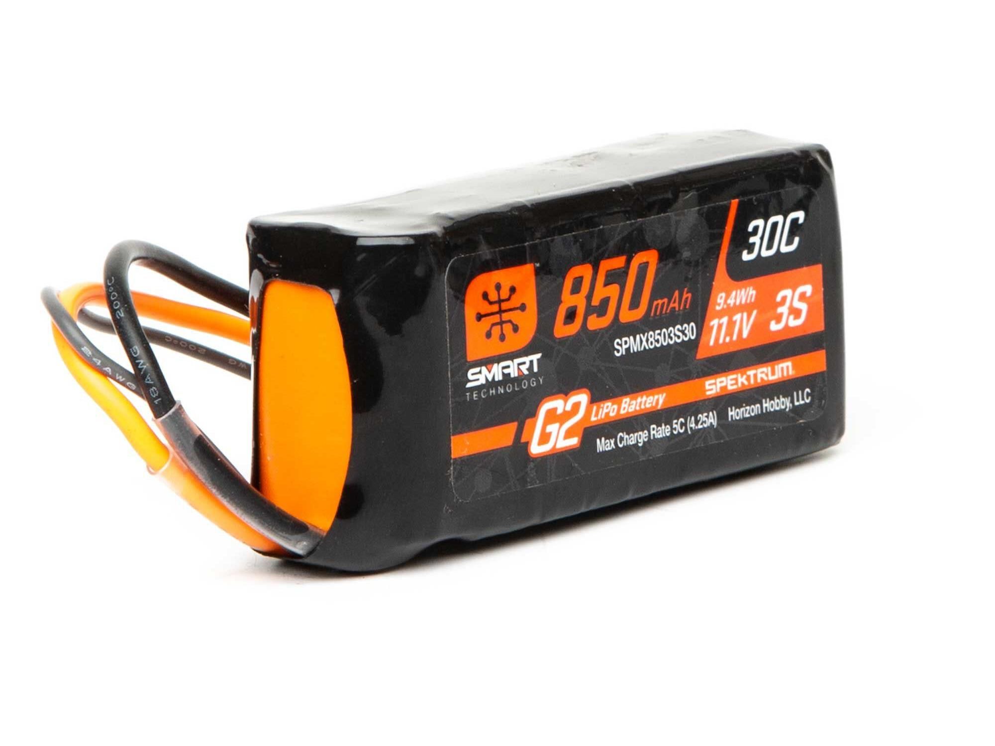 Spektrum 11.1V 850mAh 3S 30C Smart LiPo Battery G2: IC2 (O-SPMX8503S30)