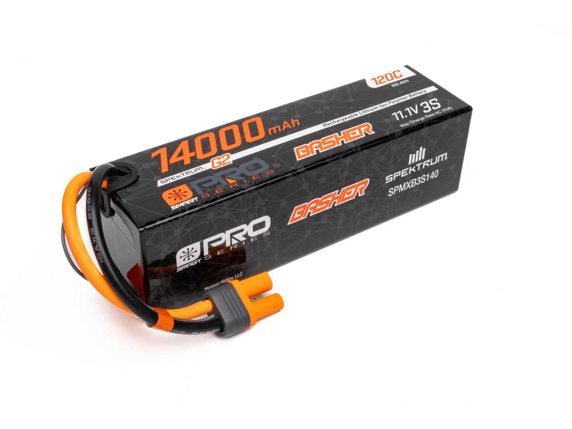 Spektrum 11.1V 14000mAh 3S 120C Smart G2 Pro Basher LiPo: IC5 (O-SPMXB3S140)