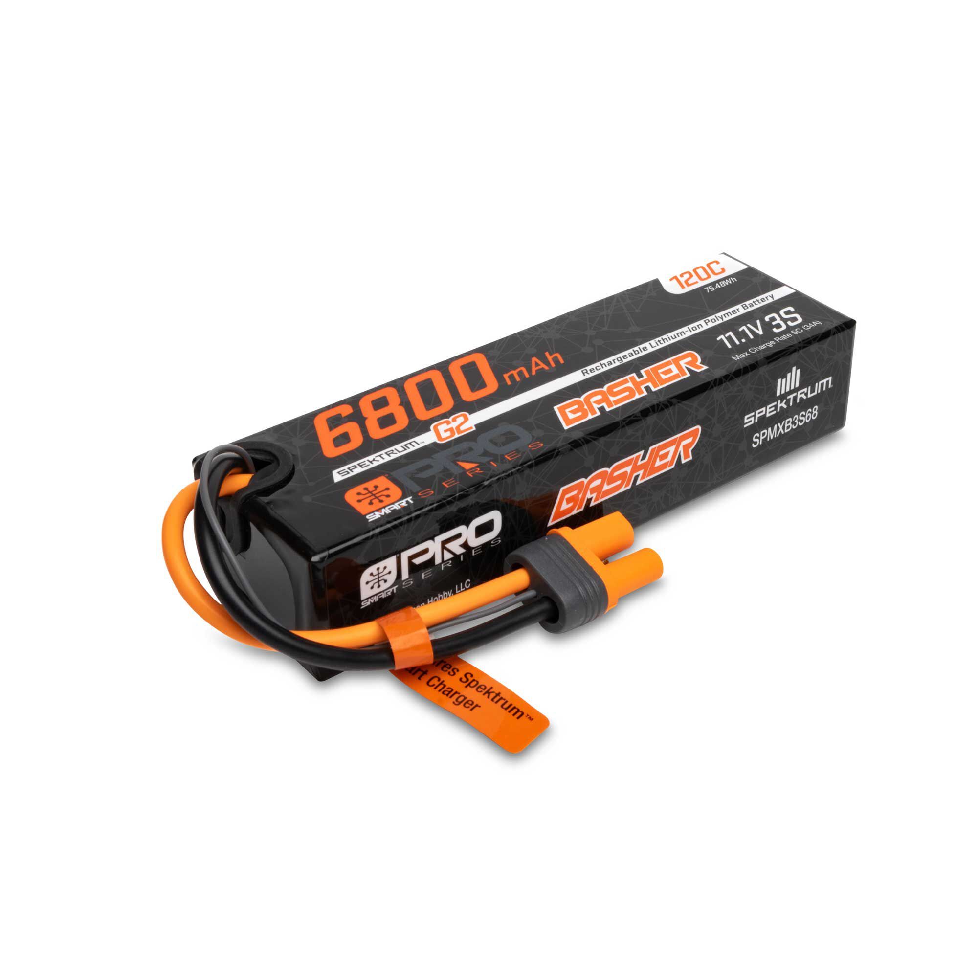 Spektrum 11.1V 6800mAh 3S 120C Smart G2 Pro Basher LiPo: IC5 (O-SPMXB3S68)