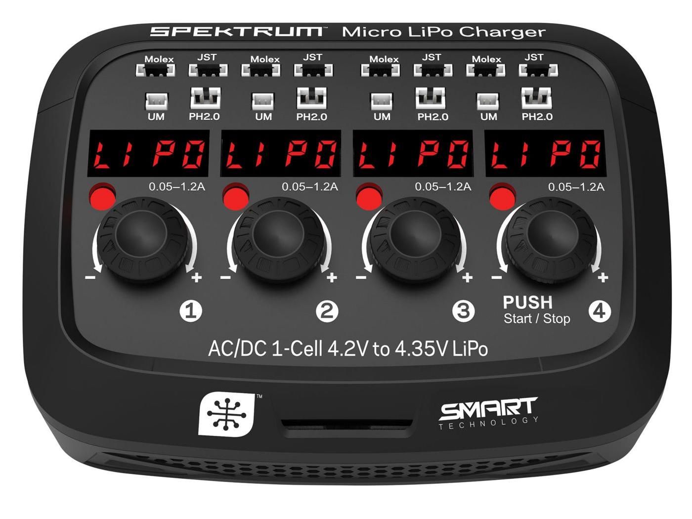 Spektrum Smart Micro 4 port AC/DC 1S LiPo Charger (O-SPMXC1040I)