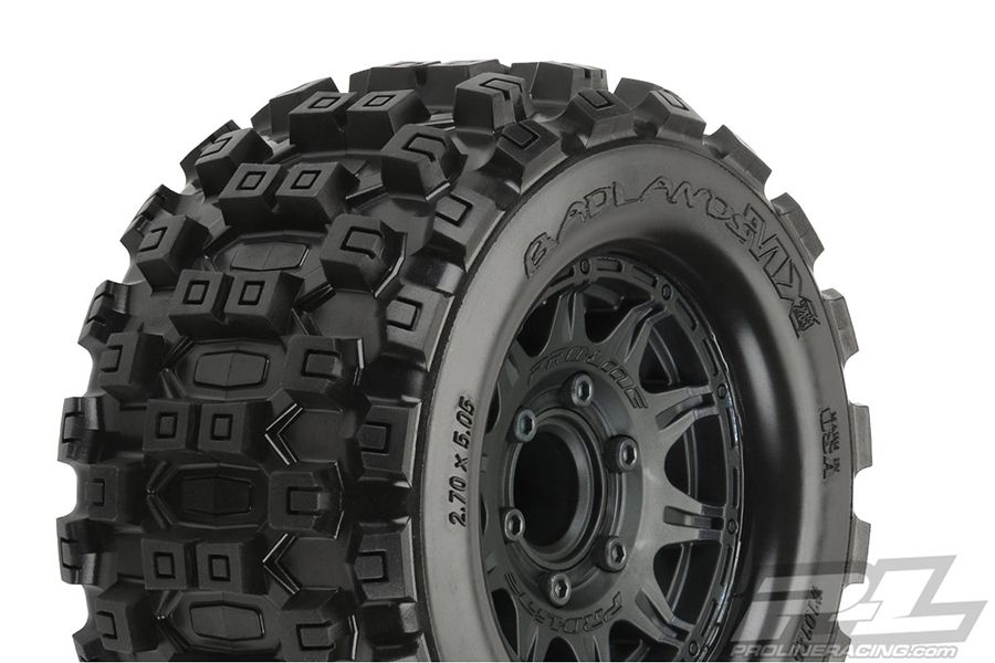 Proline Badlands MX28 2.8&quot; All Terrain Tyres Black Raid Wheels 12mm Hex (PL10125-10)