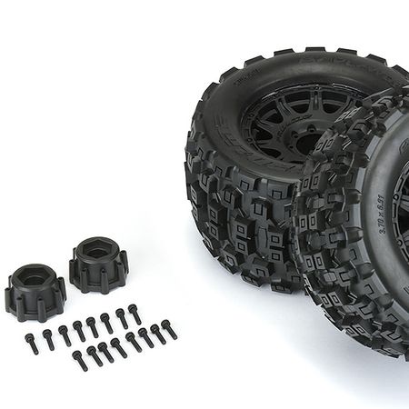 Proline Badlands MX38 3.8&quot; All Terrain Tyres Black Raid Wheels 17mm Hex (G-PRO10127-10)