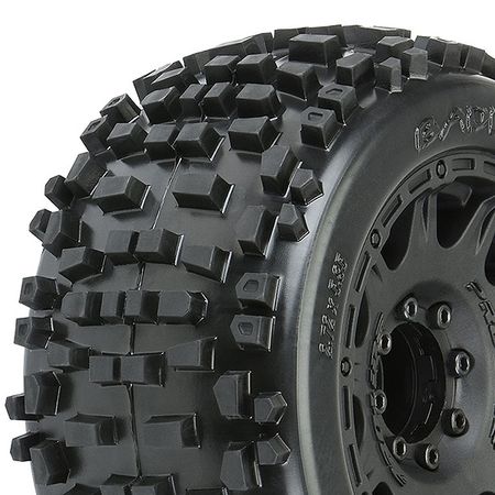 Proline Badlands 3.8&quot; All Terrain Tyres Black Raid Wheels 17mm Hex (G-PRO1178-10)