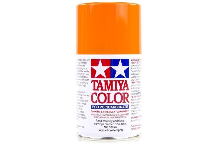 Tamiya PS Polycarbonate Clear Bodyshell Paint - Full Range - PS-62 Pure Orange