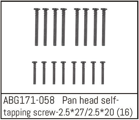 Absima Pan Head Screw M2.5*27 (8) / M2.5*20 (8) ( AB G171-058)