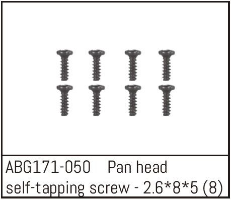 Absima Pan Head Self-Tapping Screw M2.6*8*5 (8) ( AB G171-050)