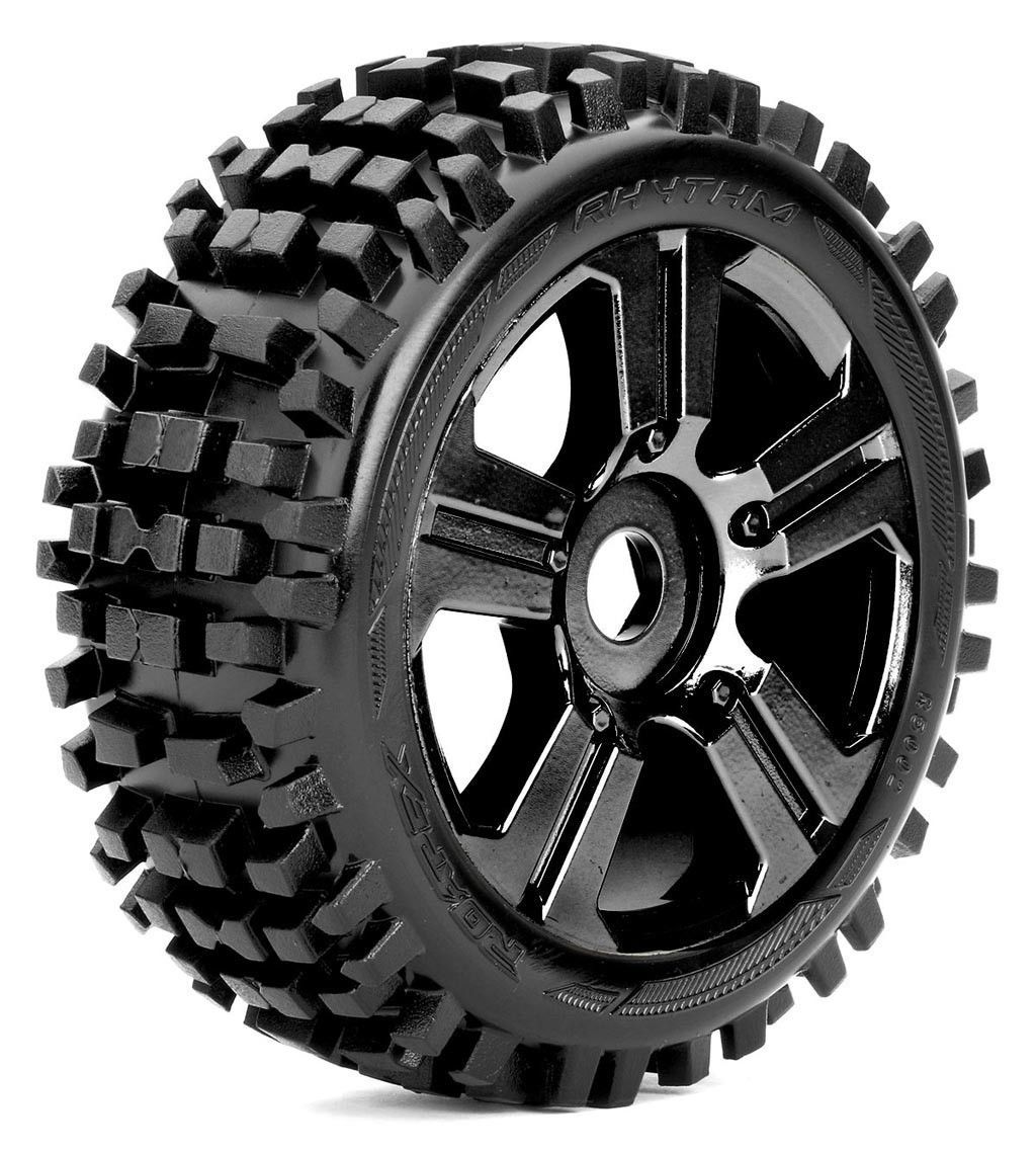 Roapex Buggy 1:8 Tyre Rhythm On Black Wheels 17mm (2) (R5002B)