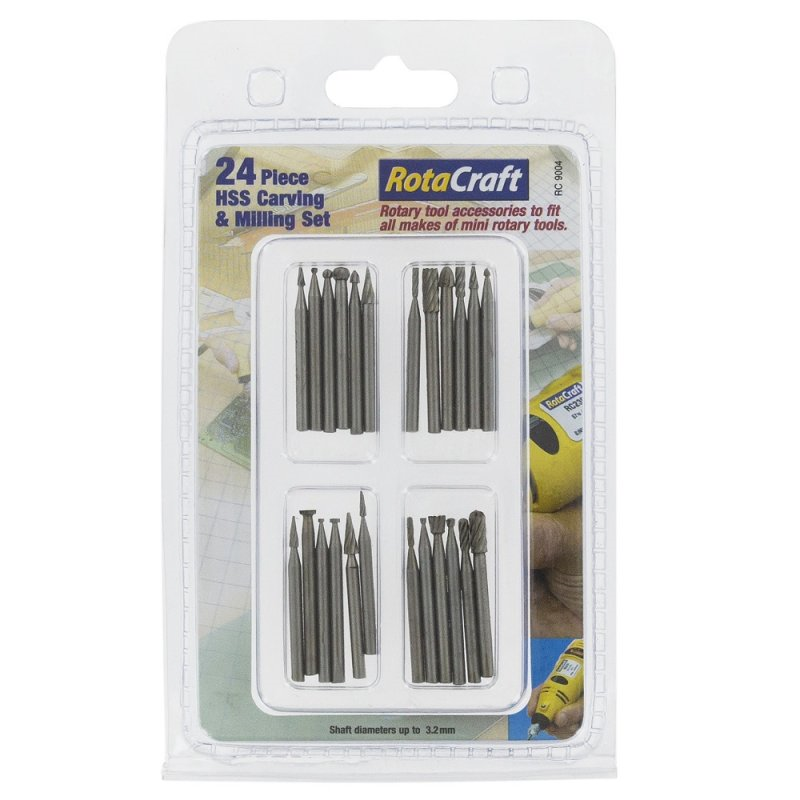 Rotacraft 24pc HSS Carving &amp; Milling set (RC9004)
