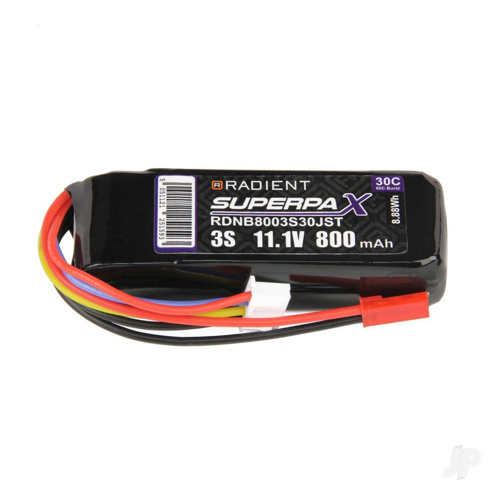 Radient LiPo 3S 800mAh 11.1V 30C JST (RDNB8003S30JST)