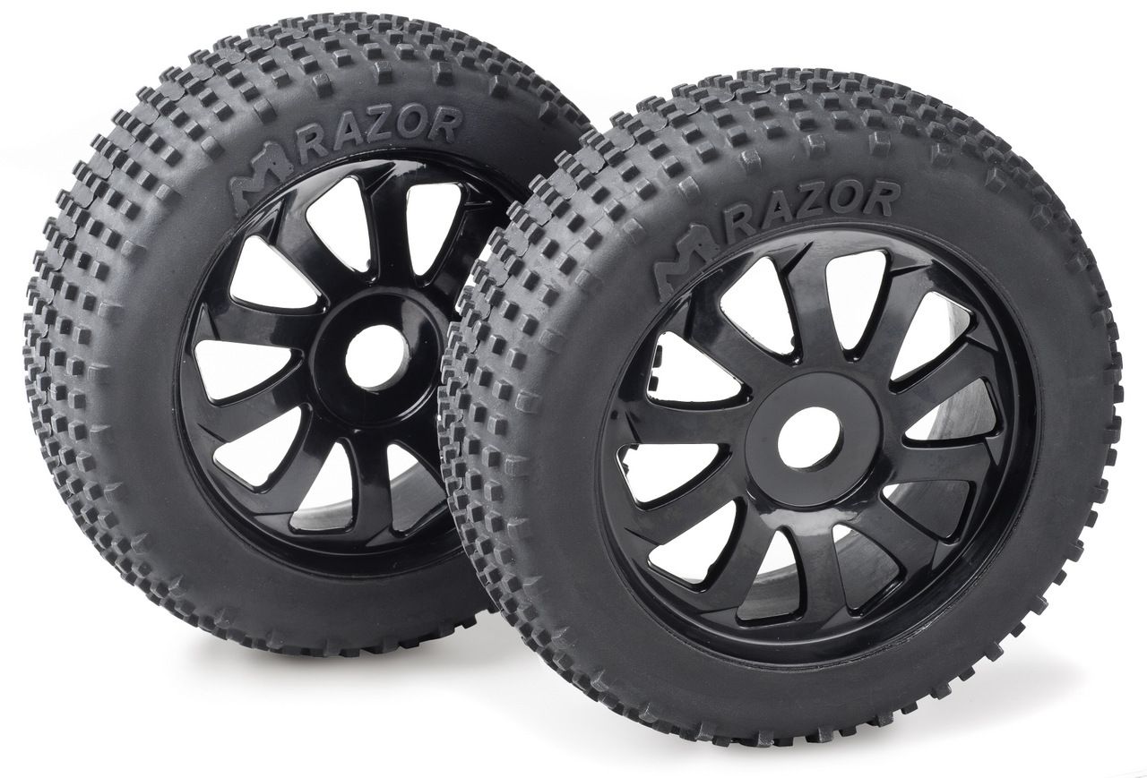 Absima Wheel Set Buggy &quot;Razor&quot; 10 Spokes/Dirt black 1:8 (2) ( AB 2520015)
