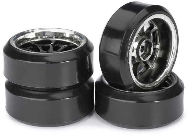 Absima Wheel Set Drift LP &quot; 9 Spoke / Profile C&quot; black/chrome 1:10 (4 pcs) ( AB 2510045)