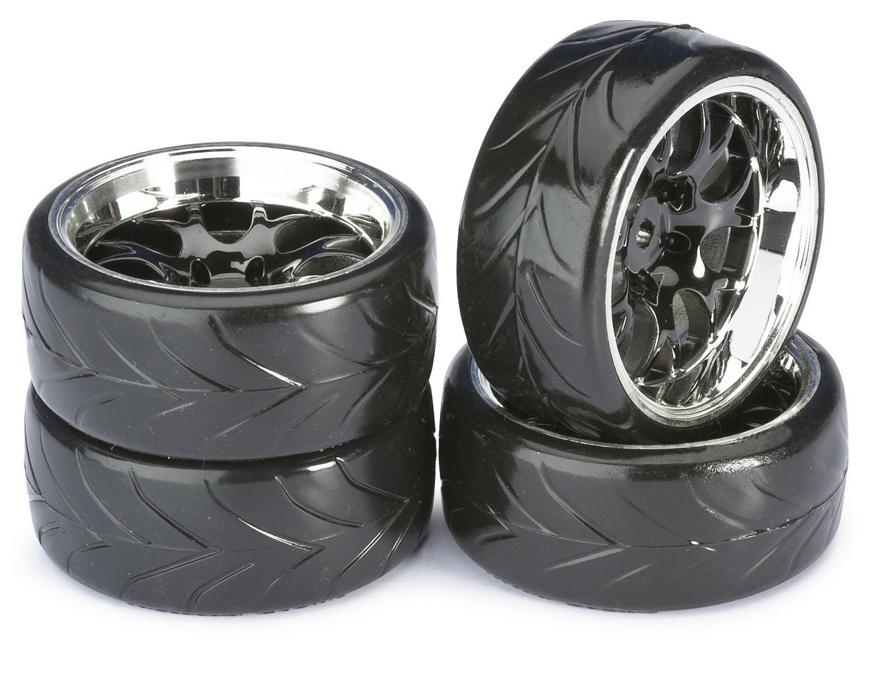 Absima Wheel Set Drift LP &quot; Comb / Profile A&quot; black/chrome 1:10 (4 pcs) ( AB 2510040)
