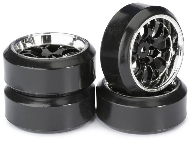 Absima Wheel Set Drift LP &quot; Comb / Profile C&quot; black/chrome 1:10 (4 pcs) ( AB 2510042)