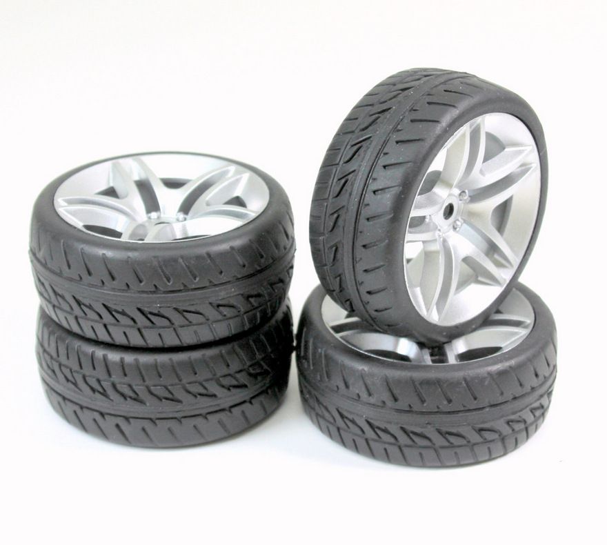 Absima Wheel Set Onroad &quot;10 Spoke / Profile&quot; Silver 1:10 (4) ( AB 2510005)
