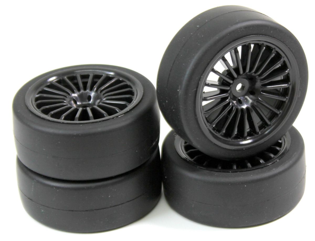 Absima Wheel Set Onroad &quot;15 Spoke / Slick&quot; black 1:10 (4 pcs) ( AB 2510001)