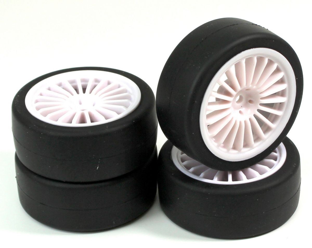 Absima Wheel Set Onroad &quot;15 Spoke / Slick&quot; white 1:10 (4 pcs) ( AB 2510002)