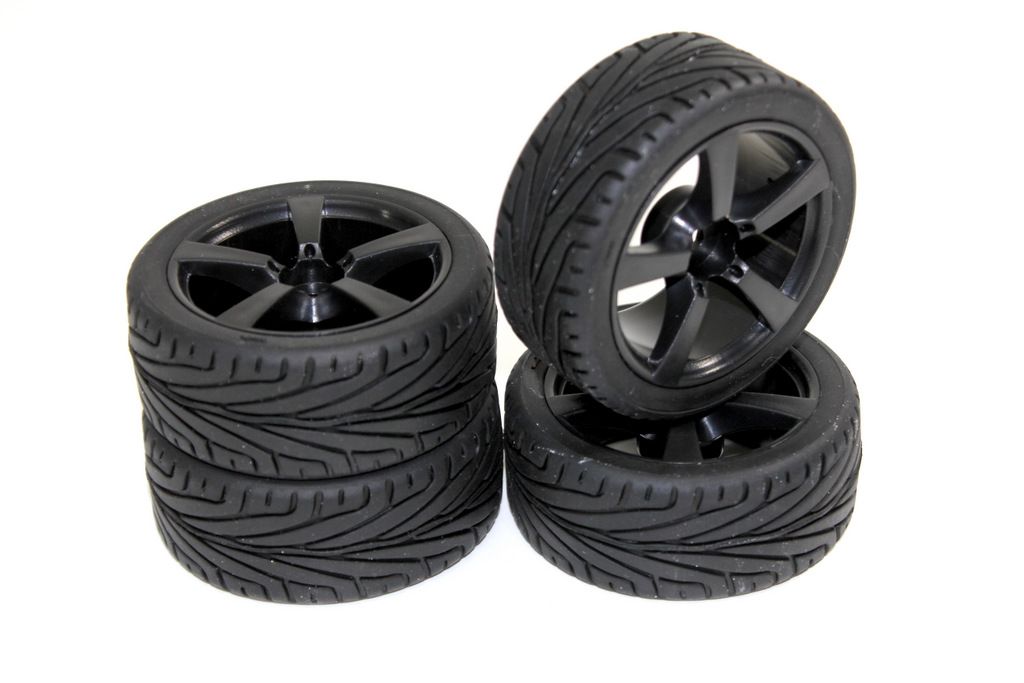 Absima Wheel Set Onroad &quot;5 Spoke / Profile&quot; Black 1:10 (4) ( AB 2510006)