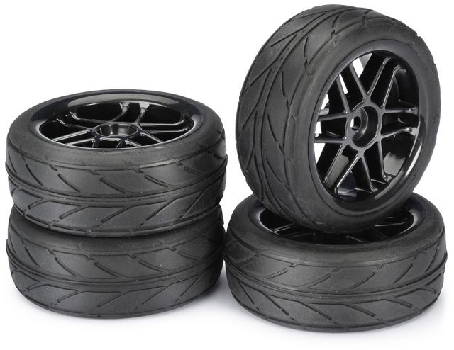 Absima Wheel Set Onroad &quot;6 Spoke / Profile&quot; black 1:10 (4 pcs) ( AB 2510003)