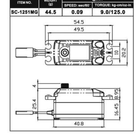Savox Digital Low Profile Servo 9kg @ 6V - Black Edition (SAV-SC1251MGB+)