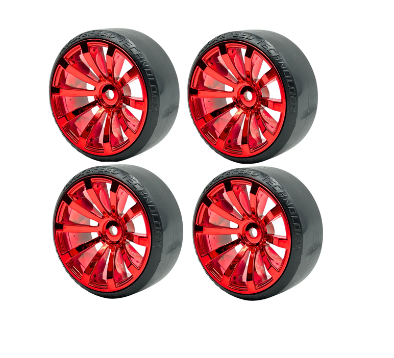 SC Models 1:10 On Road Drift 10 Spoke Wheel - Chrome Red  4pcs (SCDFT1003RE)