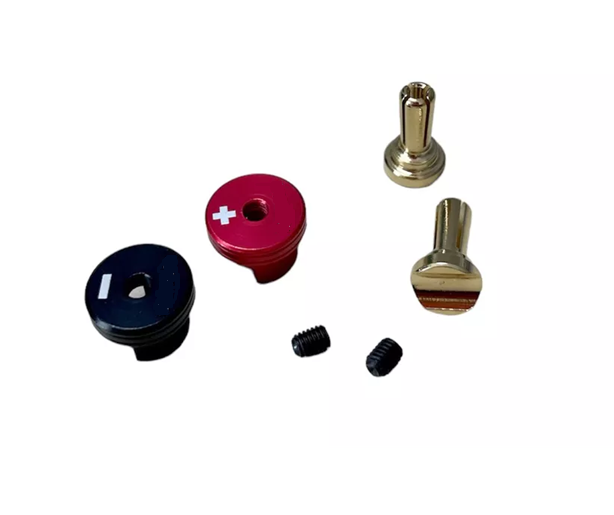 SC Models Heatsink Gold Bullet Plug Grips - 5mm - Red/Black (2) (SCDTC01601-1)