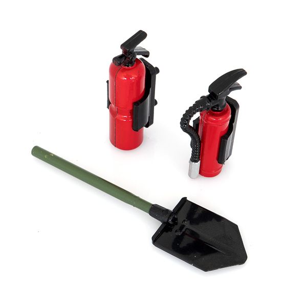 SC Models 1:10 Crawler Trench Shovel &amp; Fire Extinguish Plastic - Red (SCDTDP07001D)