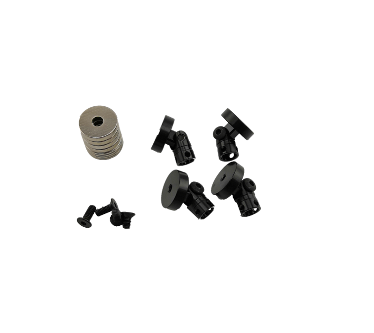 SC Models 1:10 RC Car Magnetic Invisible Body Shell Mounts - 4pcs Black (SCDTDR01002B)