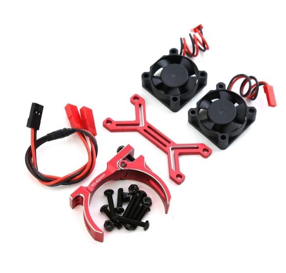 SC Models 1:8 Motor Heatsink With Dual Cooling Fan 40-42mm - Red (4274,4068,4268)(SCDTEF02010A)