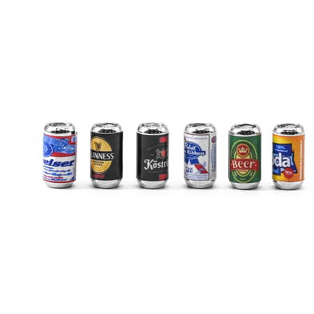 SC Models 1:24 Crawler Metal Beer Cans (6) (SCDTSCX24-127)