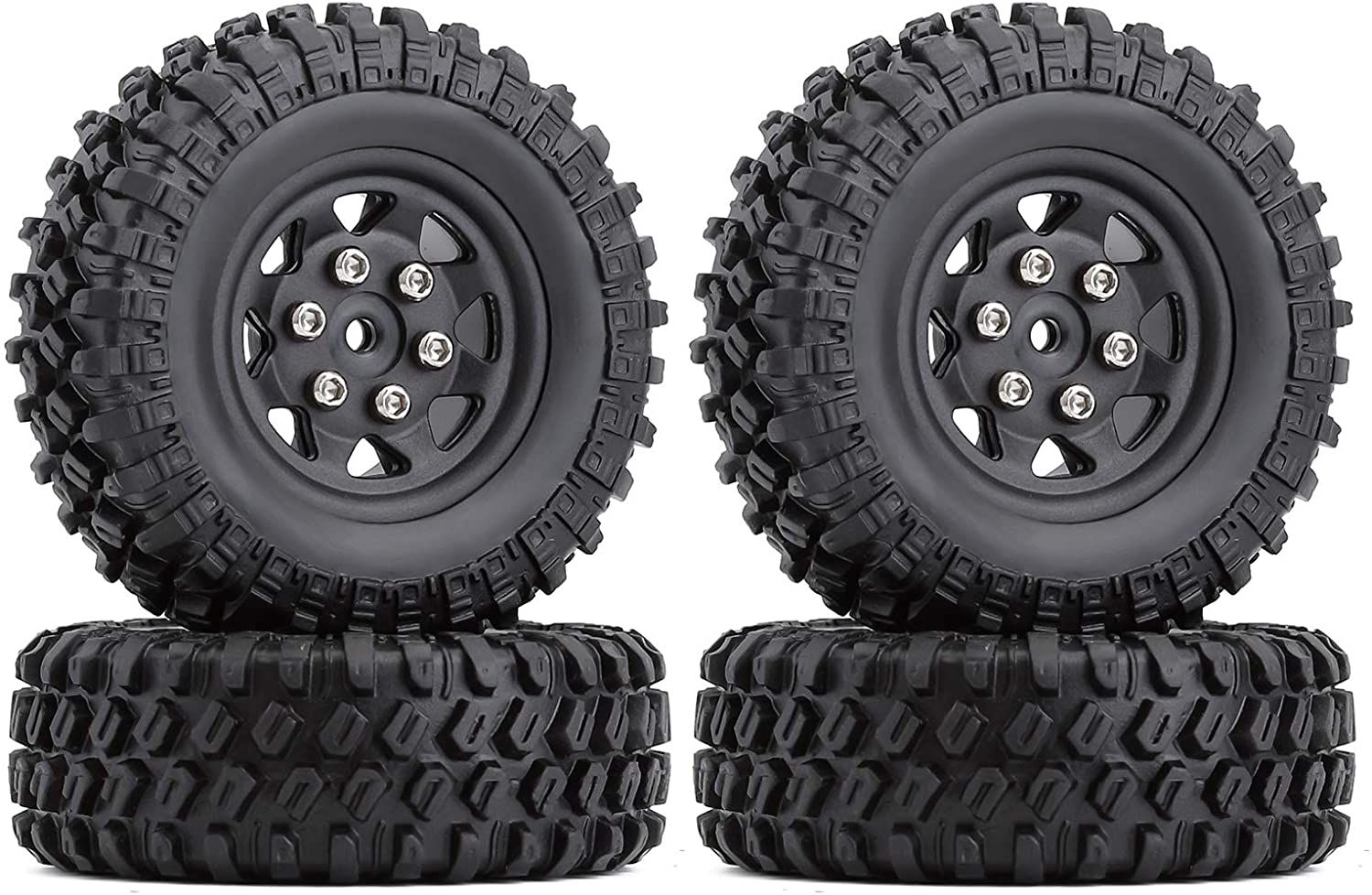 SC Models 1.0&#039;&#039; Plastic Wheel &amp; Tire Set Axial SCX24 - 4pcs Black (SCDTSCX24-34)
