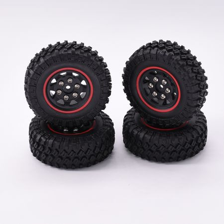 SC Models 1.0&#039;&#039; Plastic Wheel &amp; Tire Set Axial SCX24 - 4pcs Red (SCDTSCX24-48)