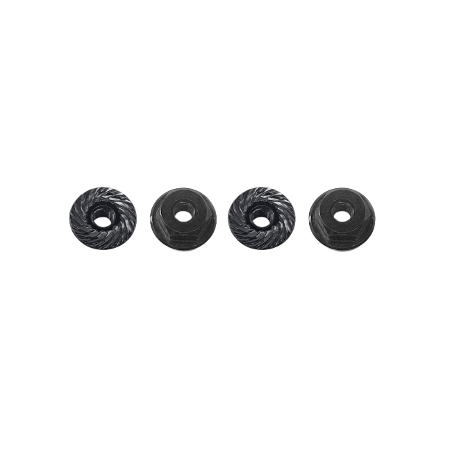 SC Models 3mm Aluminium Serrated Lock Nut 4pcs Black (SCKR18002A)