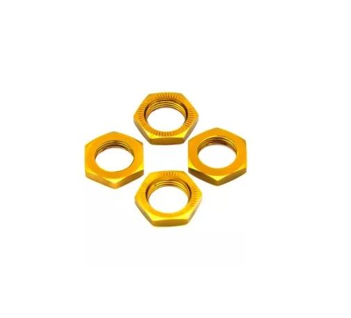 SC Models 17mm X 1.0 Gold Serrated Wheel Nuts (4Pcs) (SCKRNL170A)