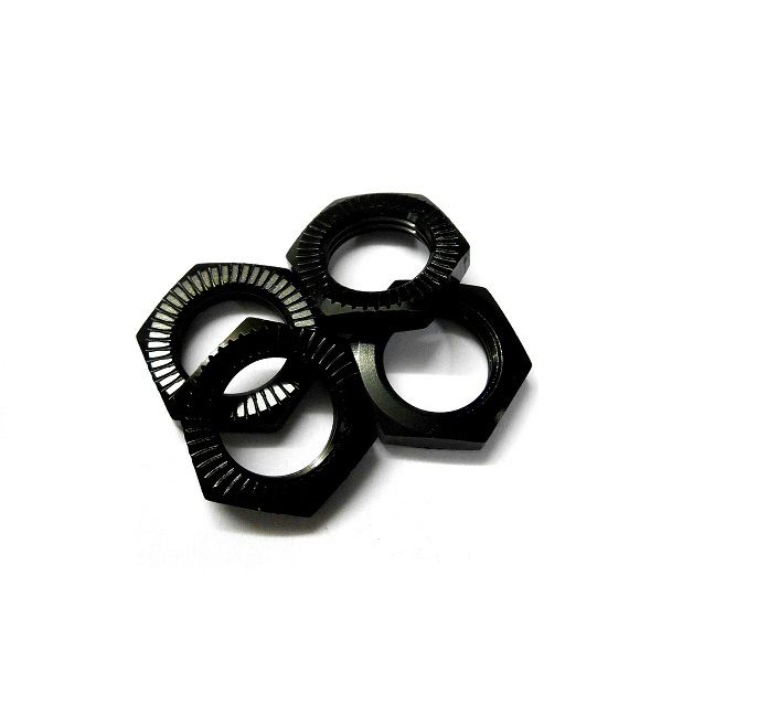 SC Models 17mm X 1.0 Black Serrated Wheel Nuts (4Pcs) (SCKRNL170F)