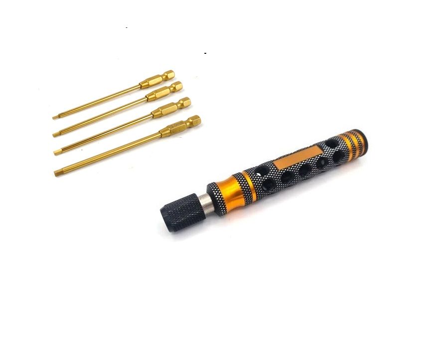 SC Models Magnetic &amp; Lock Screwdriver Handle With 1.5,2.0,2.5,3.0mm Speed Hex Drivers (SCKRTA112-1)