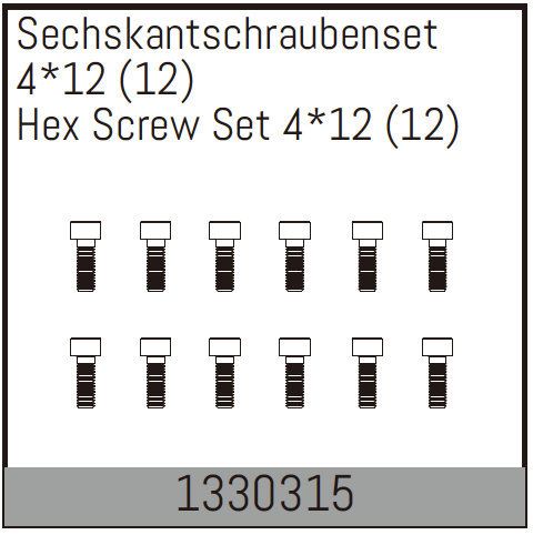 Absima Hex Screw Set 4*12 (12) ( AB 1330315)