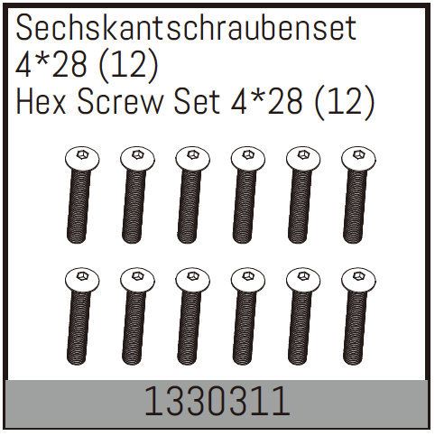 Absima Hex Screw Set 4*28 (12)  ( AB 1330311)