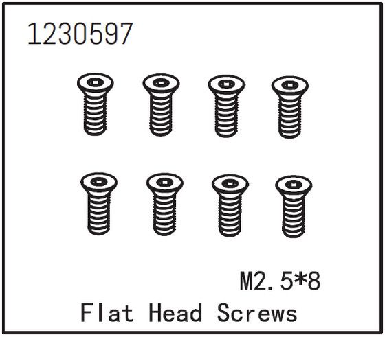 Absima Flat Head Screw M2.5*8 (8) ( AB 1230597)