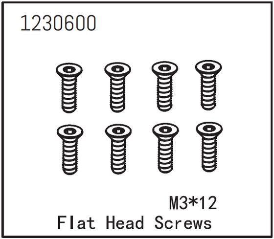 Absima Flat Head Screw M3*12 (8) ( AB 1230600)