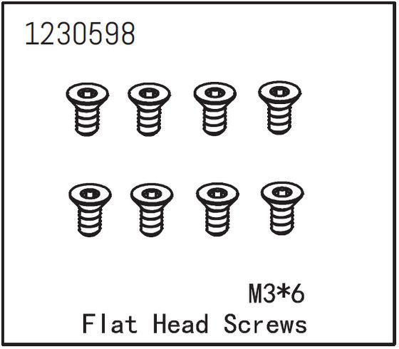 Absima Flat Head Screw M3*6 (8) ( AB 1230598)